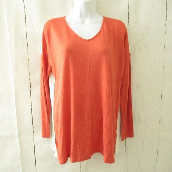 LOFT Tops - Ann Taylor LOFT Lounge Top M Medium Orange V Neck Long Sleeve